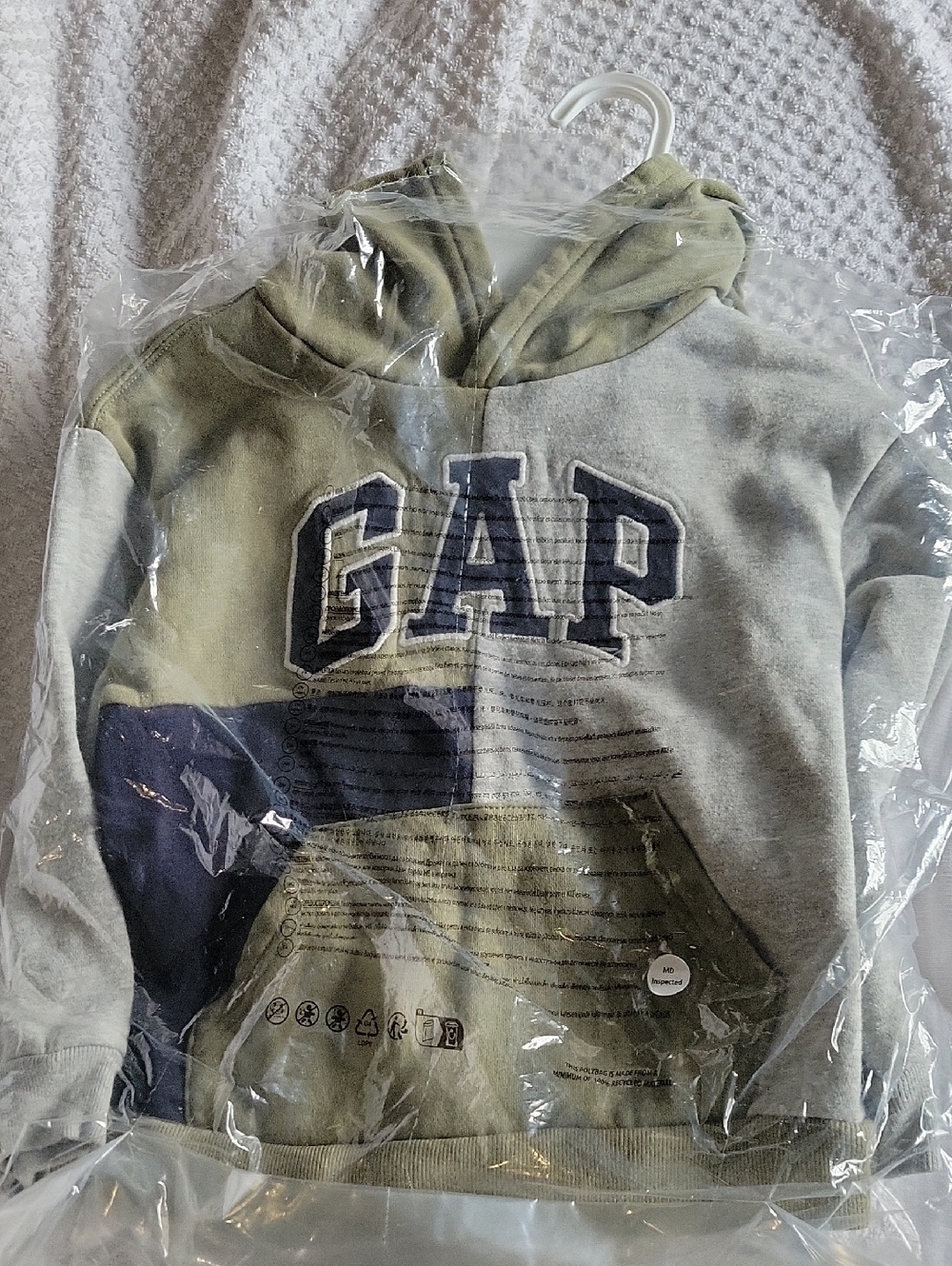 GAP Two-Tone Olive Green and Navy Hooded Sweatshirt